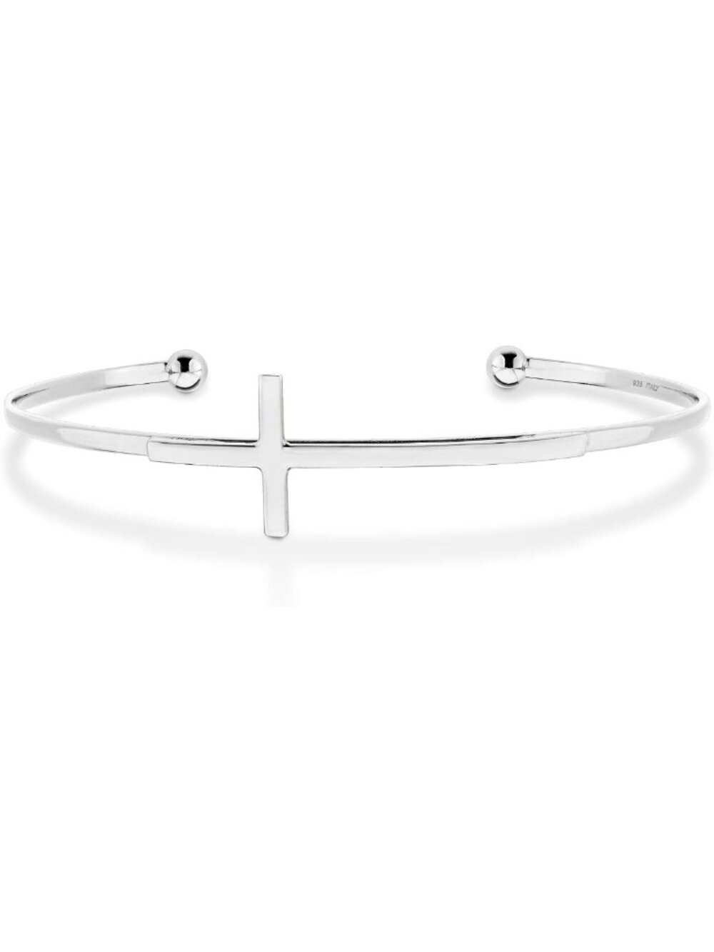 Adjustable Sideways Cross Cuff Bangle Bracelet in 925 Sterling Silver or Gold